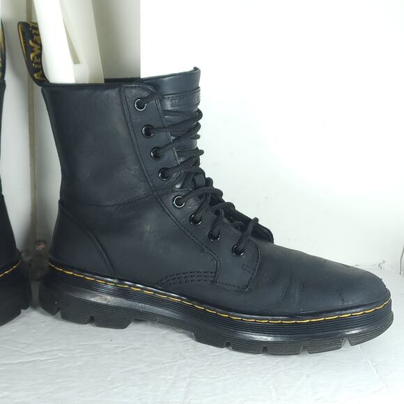 Dr. Martens Combs US M8/L9 Black Leather 8 Eyelets Lace-Up Ankle Combat Boots main image 4